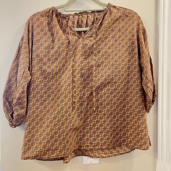 GU JAPAN PRINTED FLORAL PEASANT BLOUSE - Picture 4 of 10